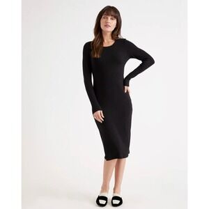 NWT Quince Black Midi Long Sleeve Tencel Dress